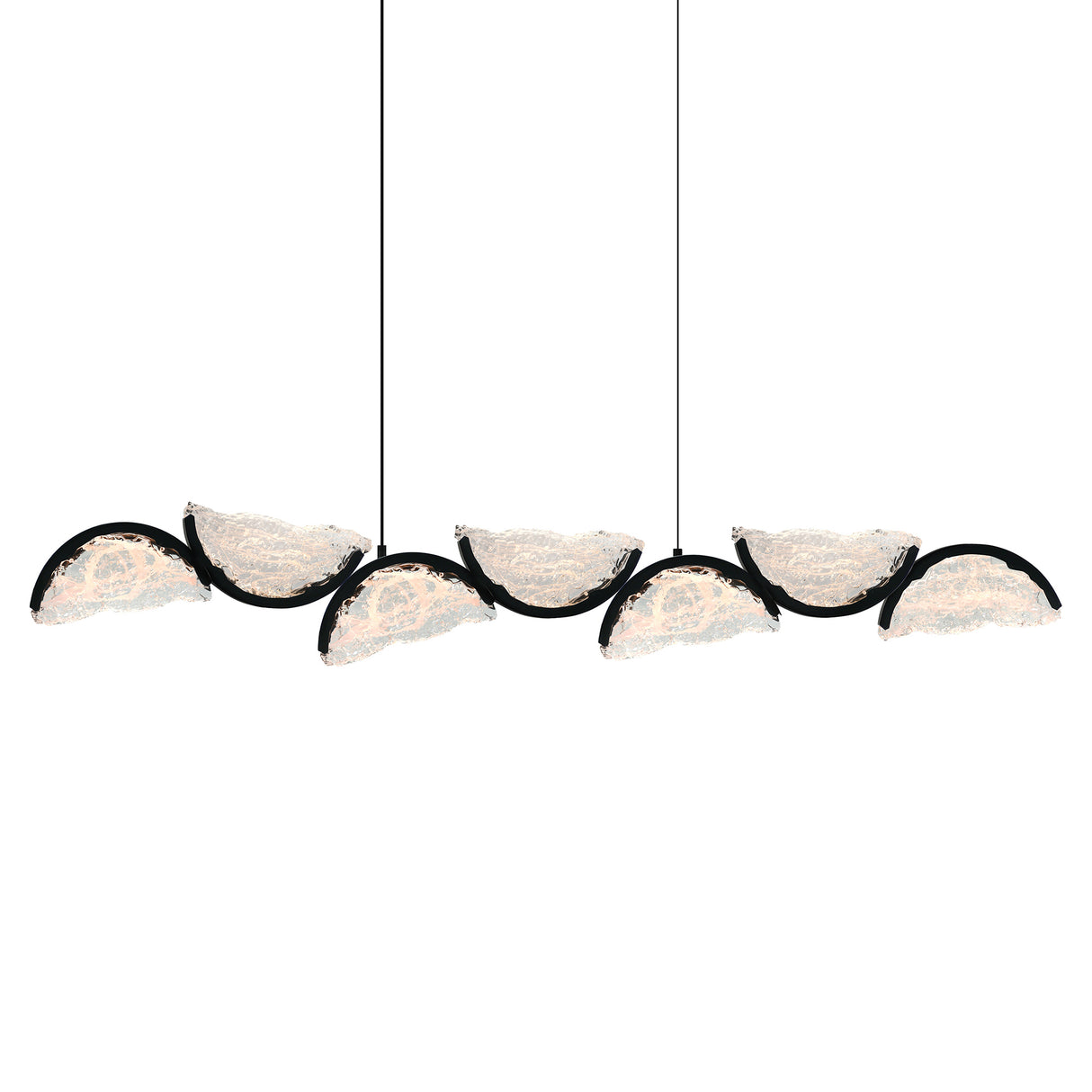 Moon Integrated LED 54in Black Chandelier with Handcrafted Glass