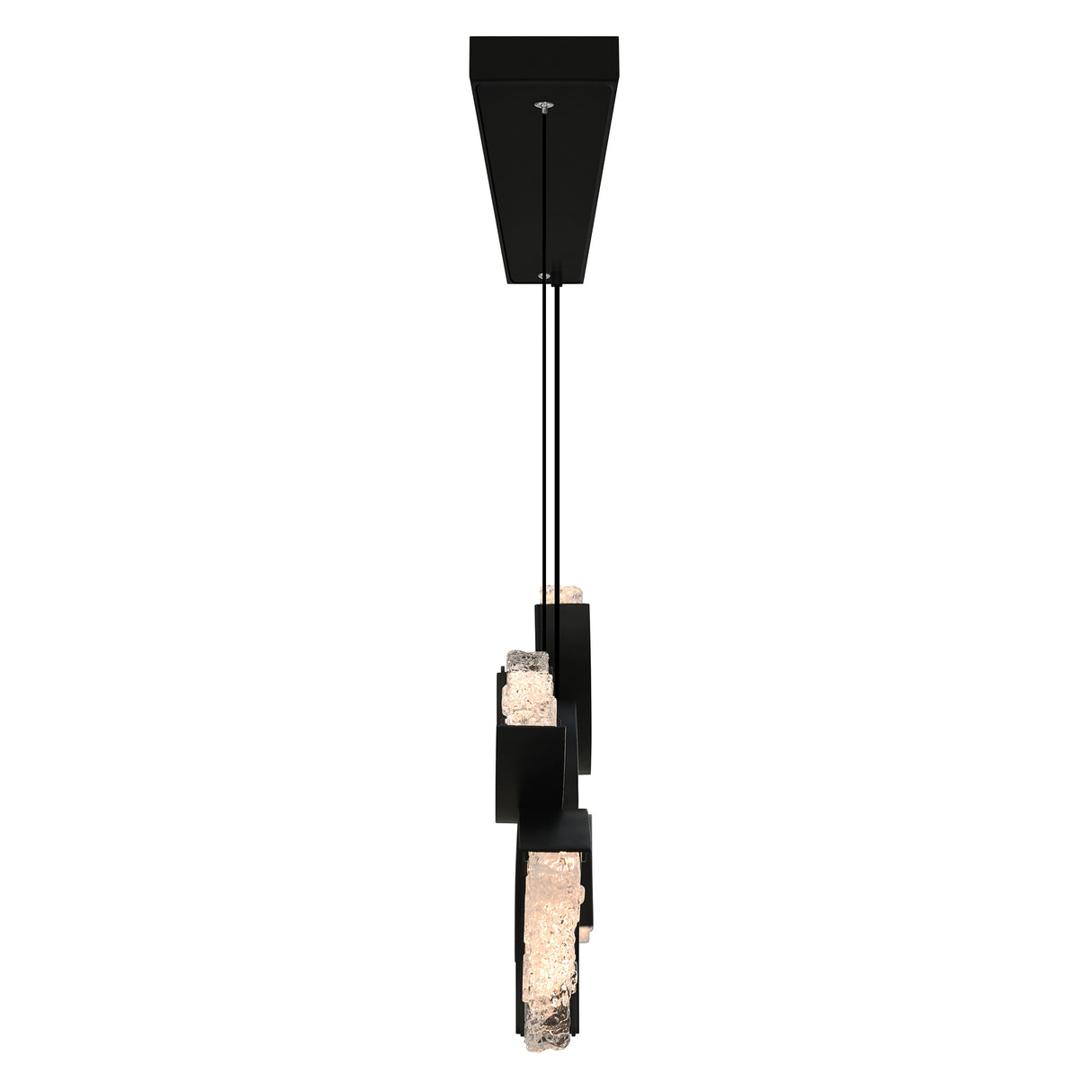 Moon Integrated LED 54in Black Chandelier with Handcrafted Glass