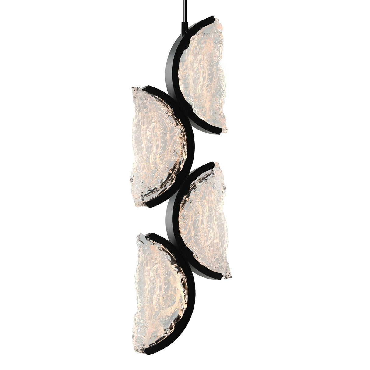 Moon Integrated LED 8in Black Mini Pendant with Handcrafted Glass
