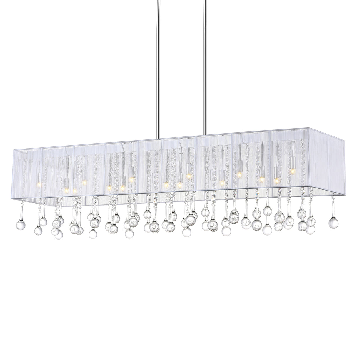 Water Drop 17 Light Drum Shade Chandelier With Chrome Finish