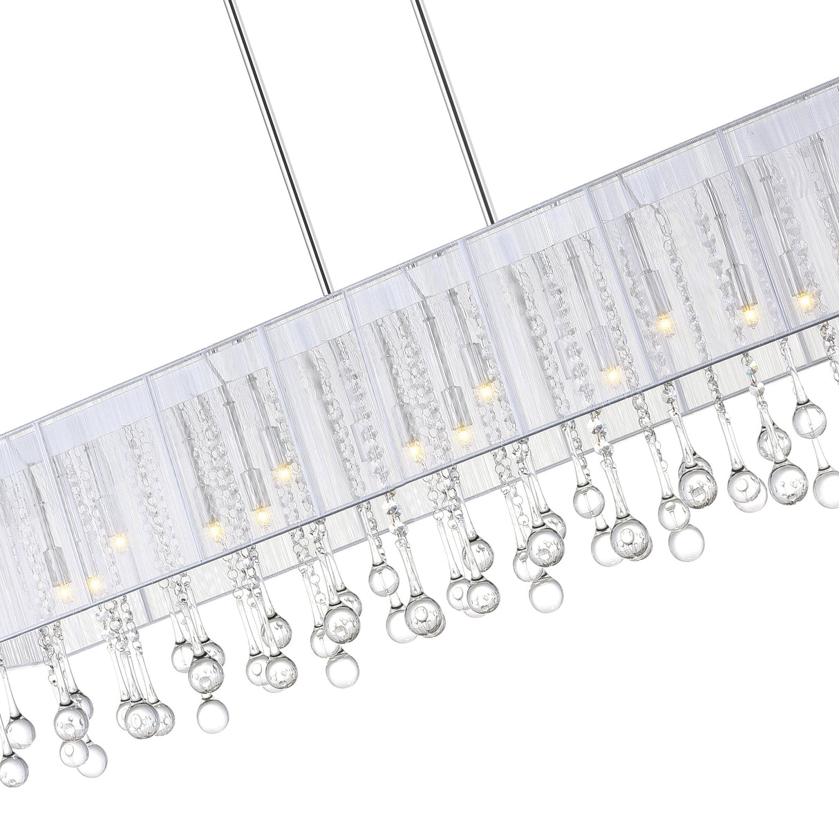 Water Drop 17 Light Drum Shade Chandelier With Chrome Finish