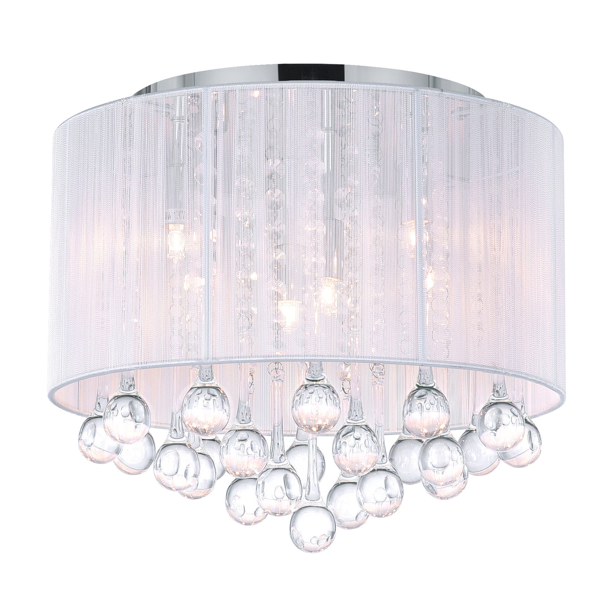 Water Drop 6 Light Chrome Flush Mount With White Shade