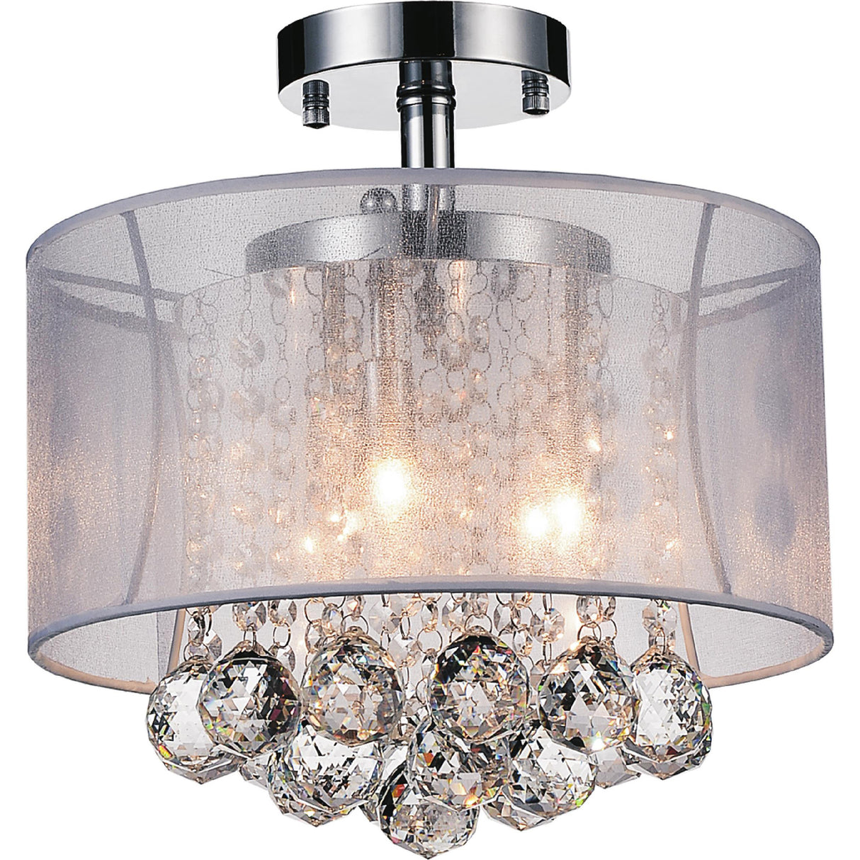 Radiant 3 Light 12in Chrome Drum Shade Flush Mount with White Shade