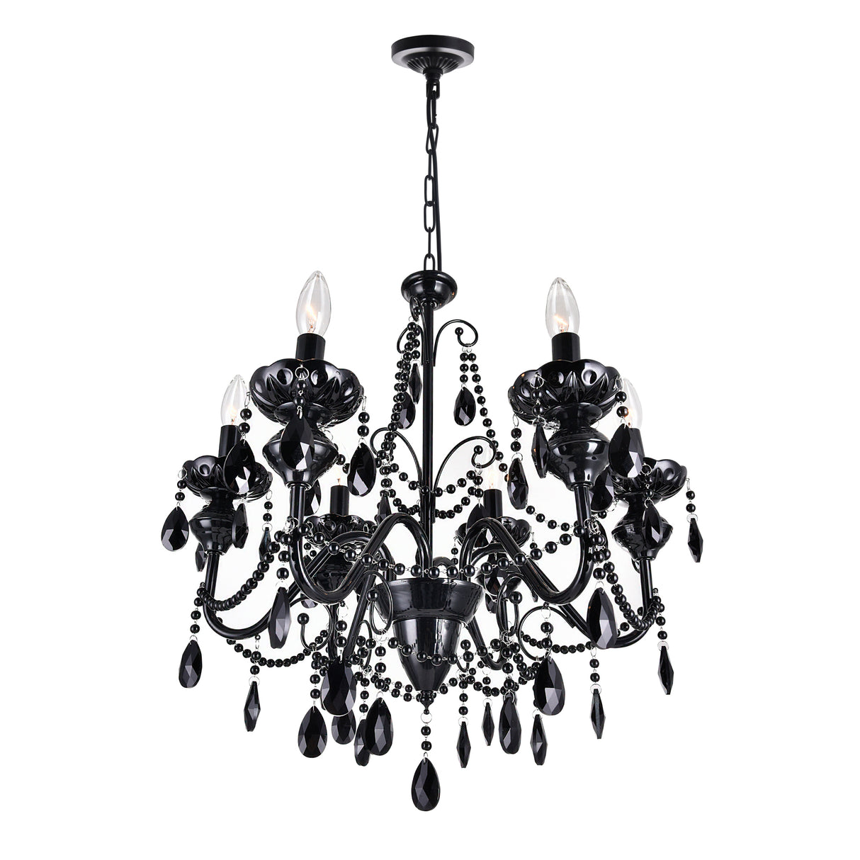 Keen 6 Light 22in Black Chandelier