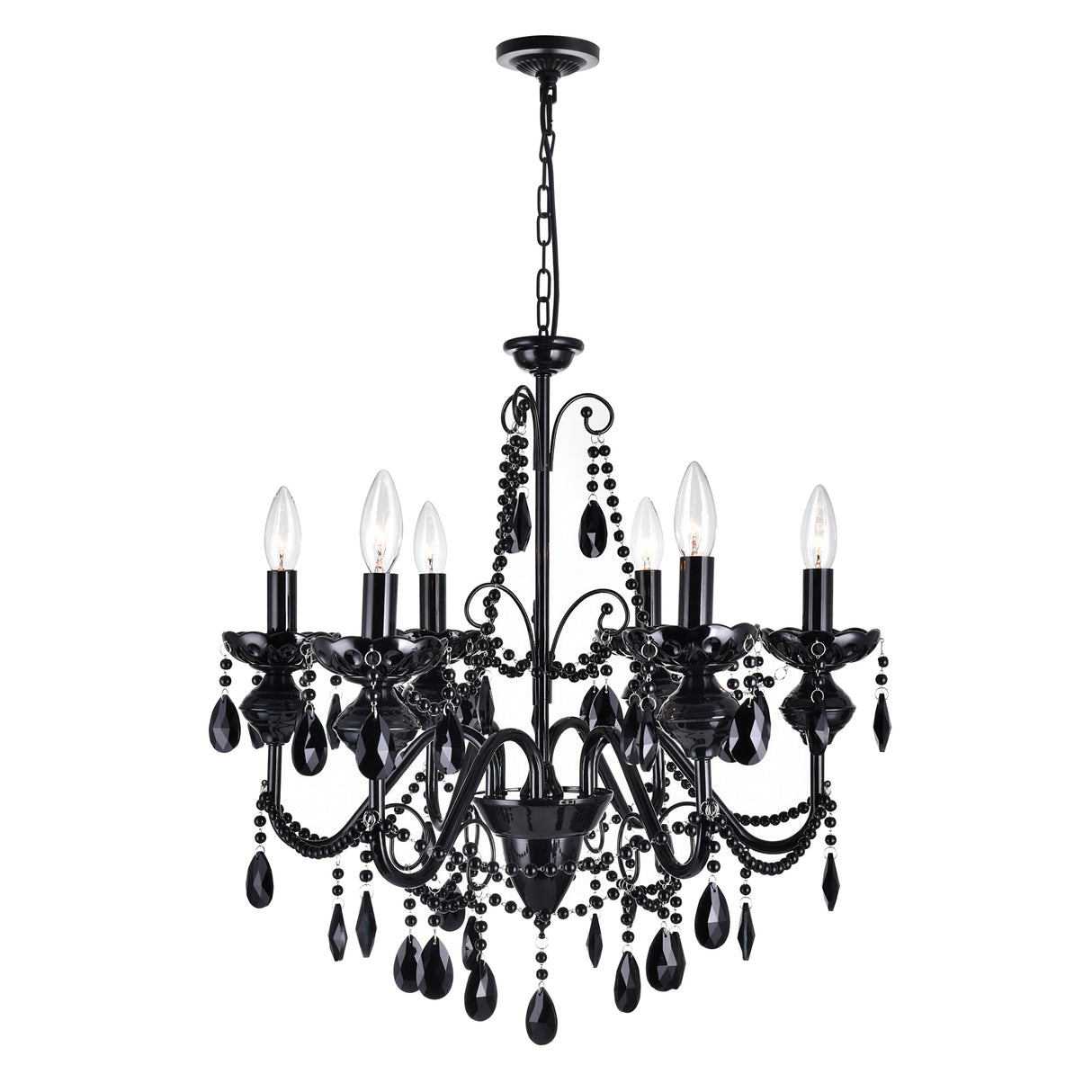 Keen 6 Light 22in Black Chandelier