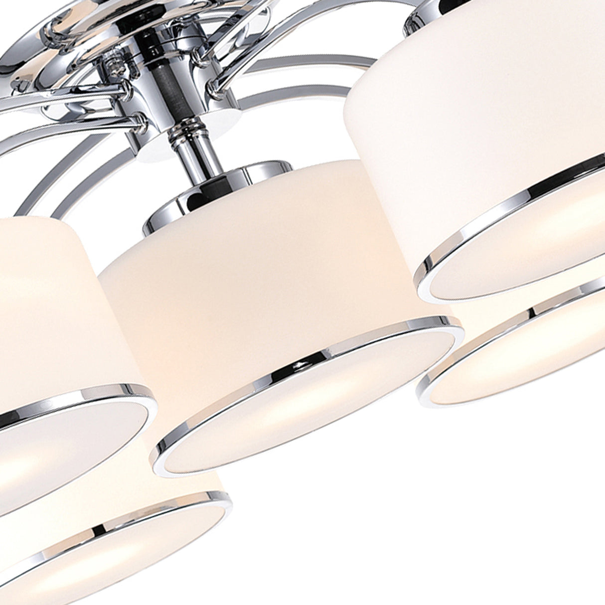 Frosted 5 Light 30in Chrome Drum Shade Flush Mount