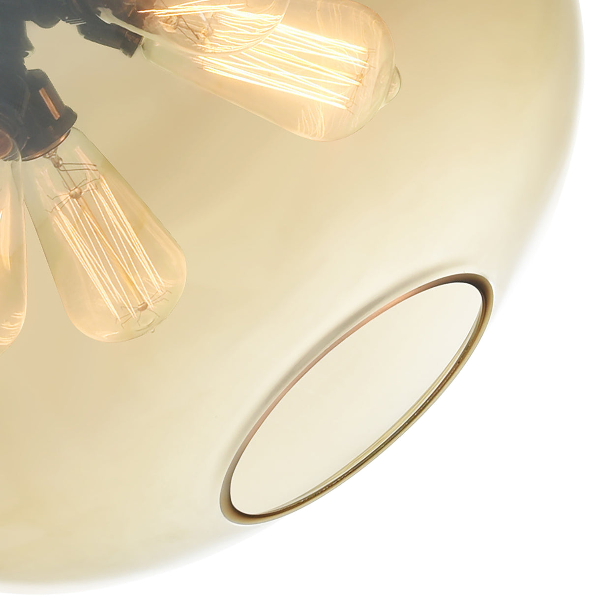 Glass 4 Light 16in Amber Down Pendant