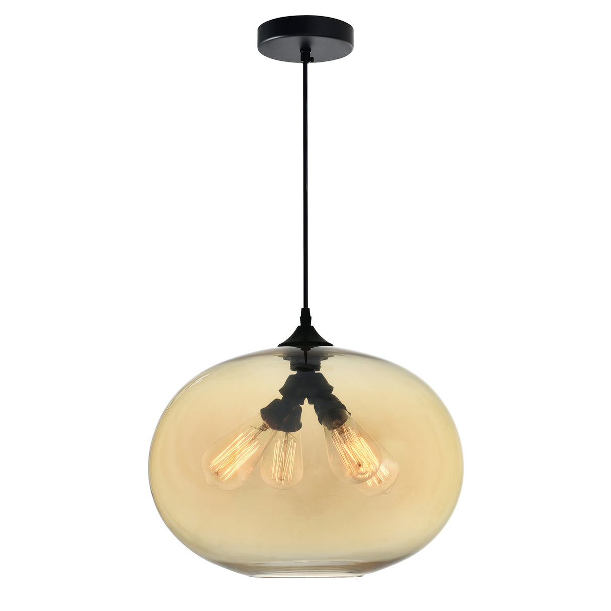Glass 4 Light 16in Amber Down Pendant