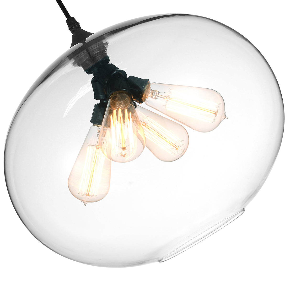 Glass 4 Light 16in Clear Down Pendant