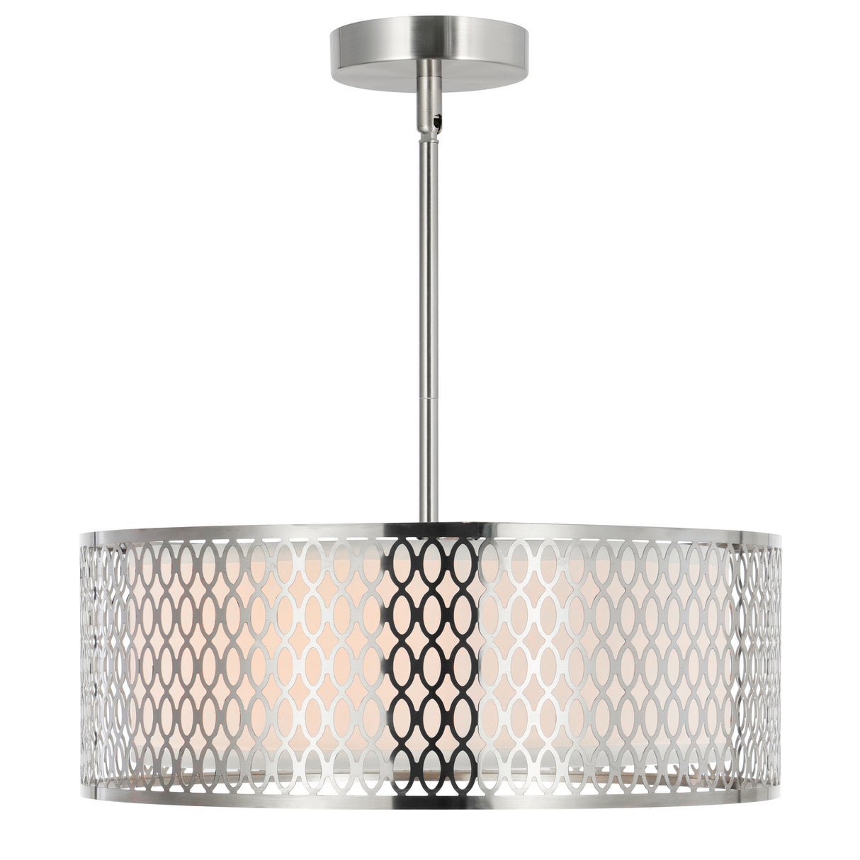 Mikayla 3 Light 17in Satin Nickel Drum Shade Chandelier