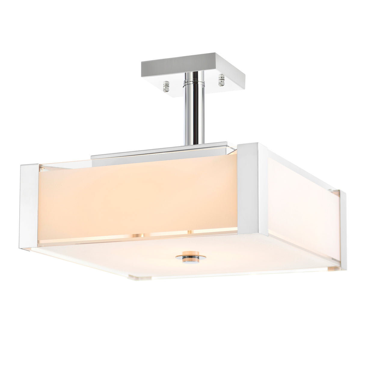 Lucie 3 Light 14in Chrome Square Drum Shade Flush Mount