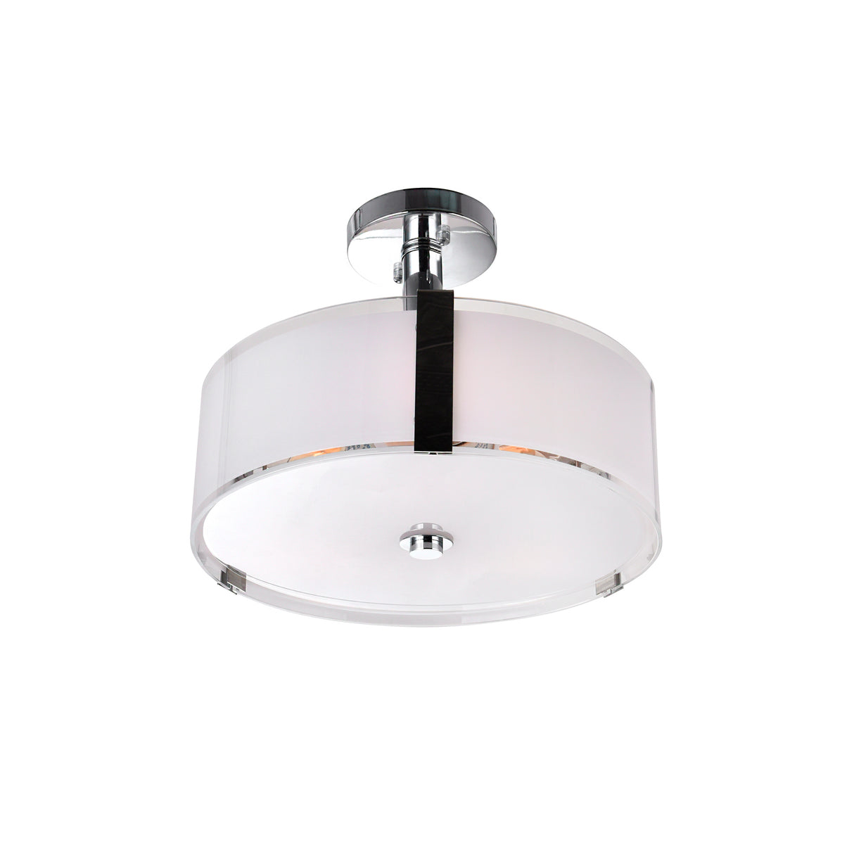 Lucie 4 Light 17in Chrome Round Drum Shade Flush Mount
