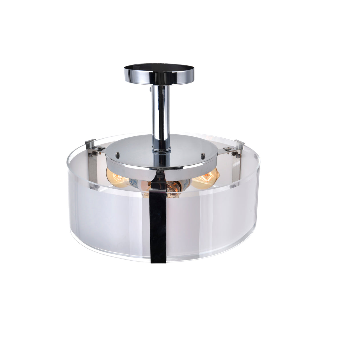 Lucie 4 Light 17in Chrome Round Drum Shade Flush Mount