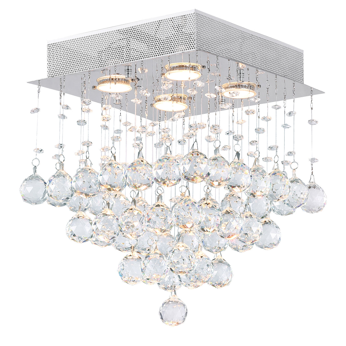 Square 4 Light Chandelier With Chrome Finish