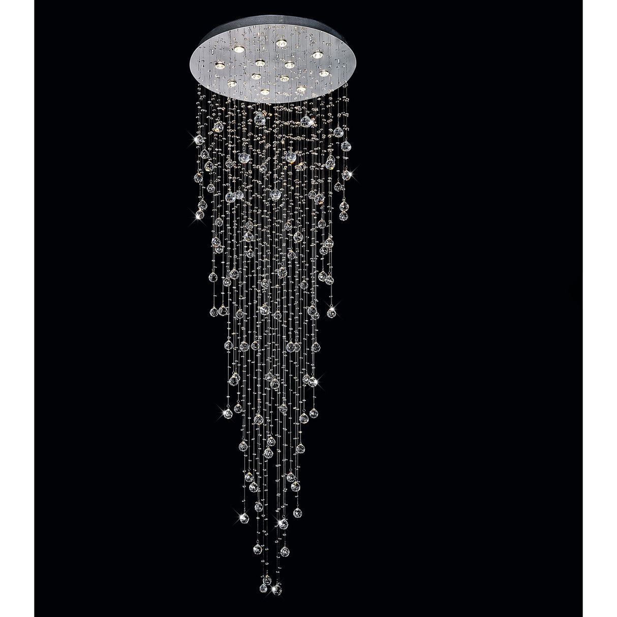 Rain Drop 12 Light 32in Chrome Chandelier
