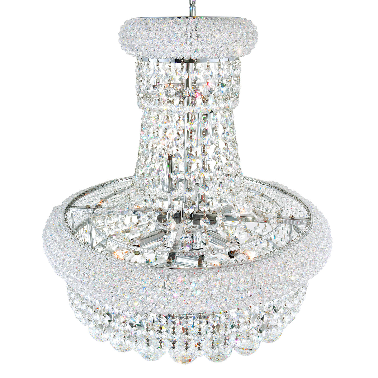 Empire 14 Light 20in Chrome Down Chandelier with Crystals