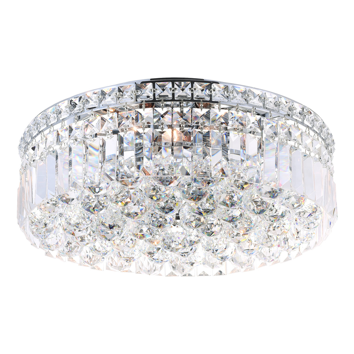 Colosseum 4 Light 14in Chrome Flush Mount with Crystals