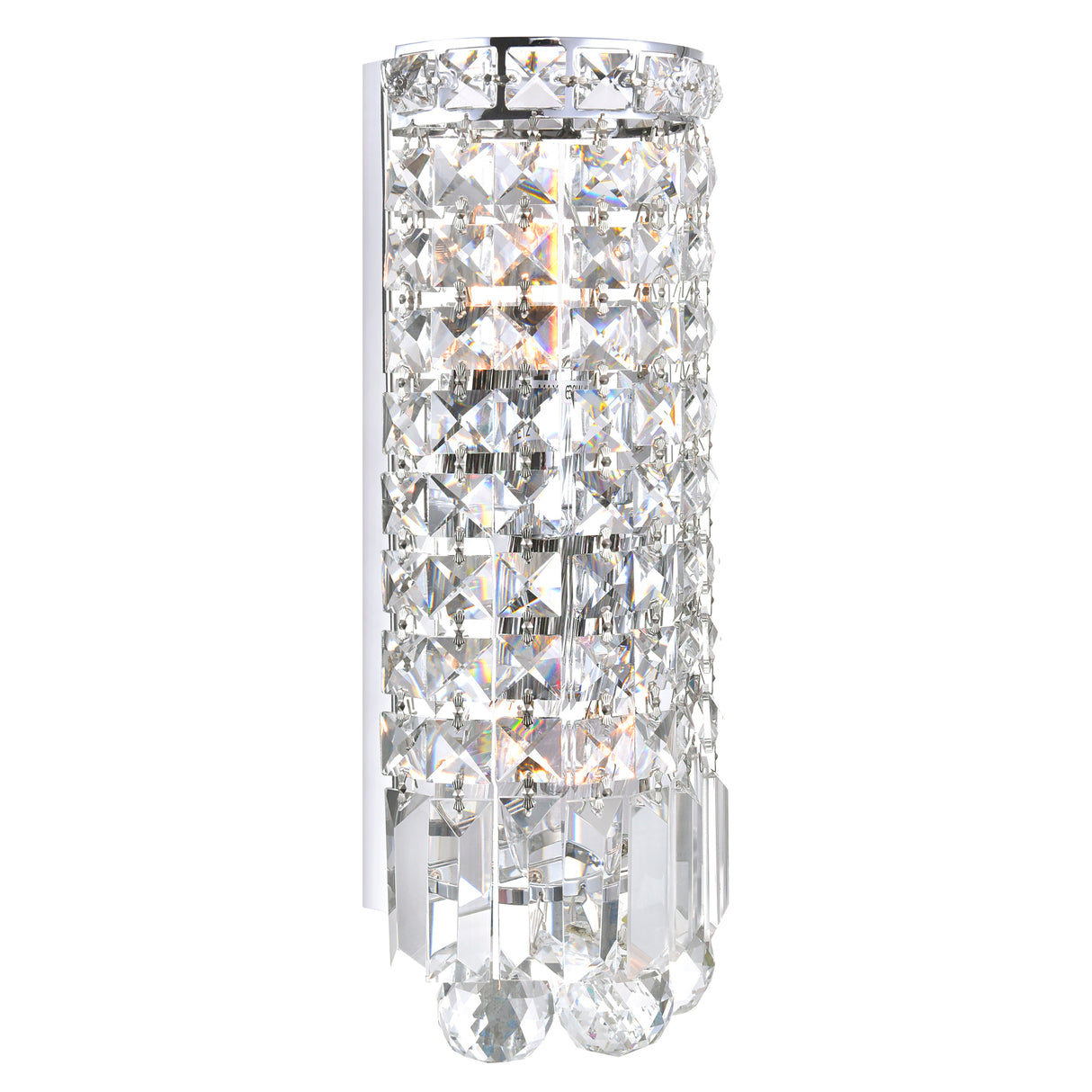 Colosseum 2 Light 5in Chrome Bathroom Sconce with Crystals