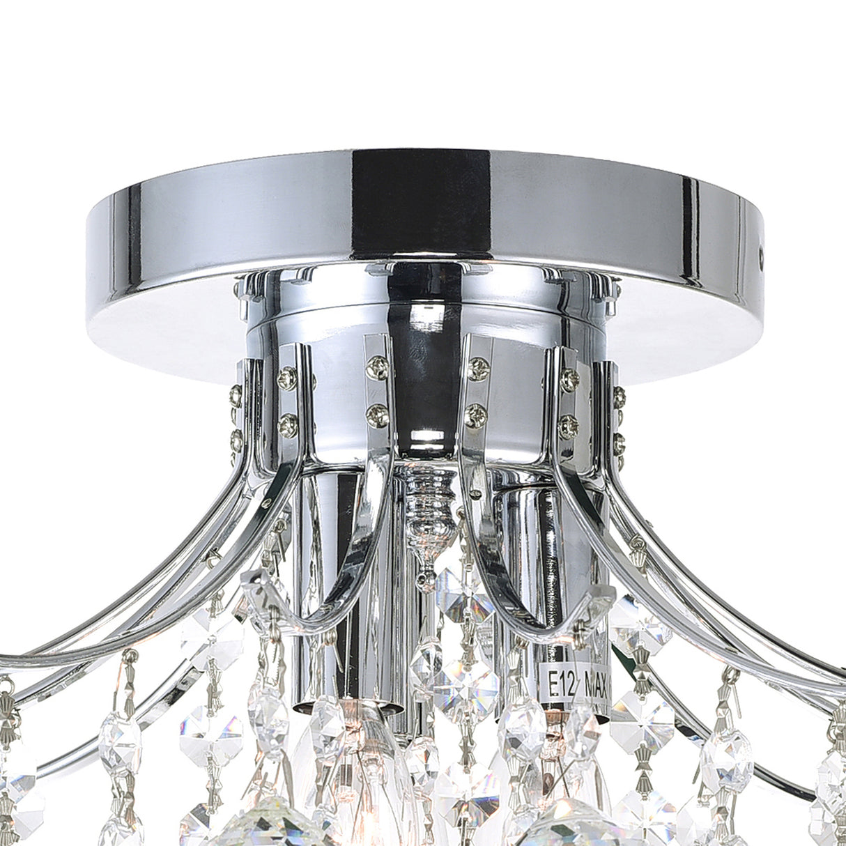Princess 3 Light 12in Chrome Flush Mount with Crystals