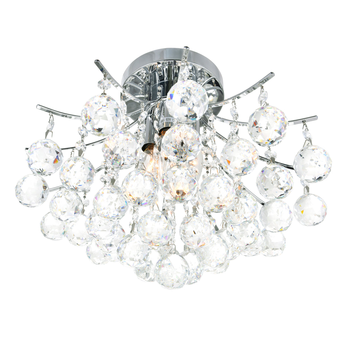 Princess 4 Light 16in Chrome Flush Mount with Crystals