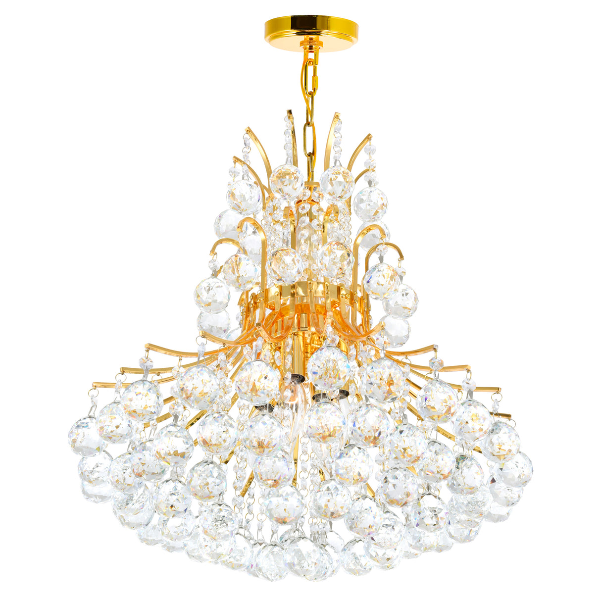 Princess 10 Light 24in Gold Down Chandelier