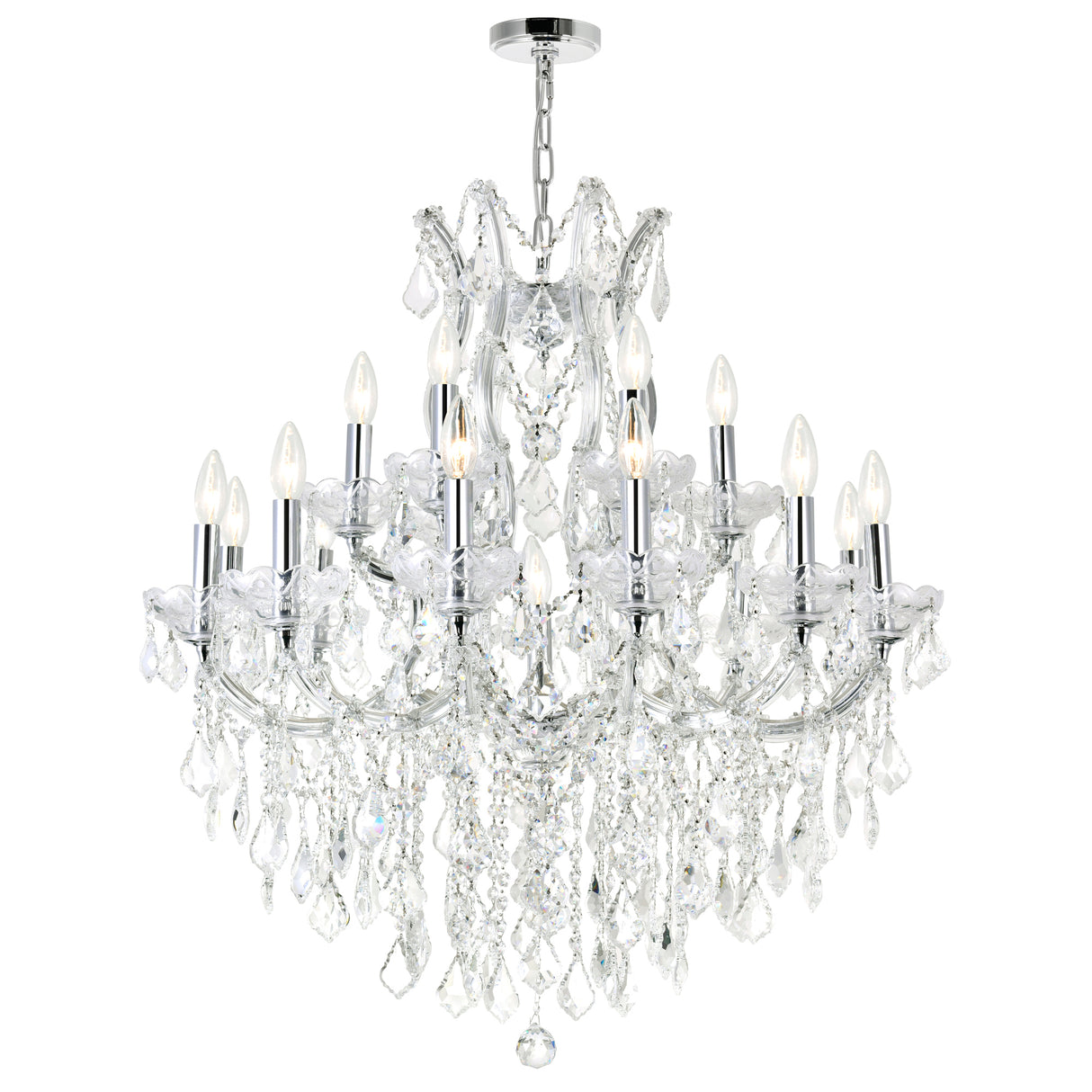 Maria Theresa 19 Light 32in Chrome Up Chandelier with Crystals