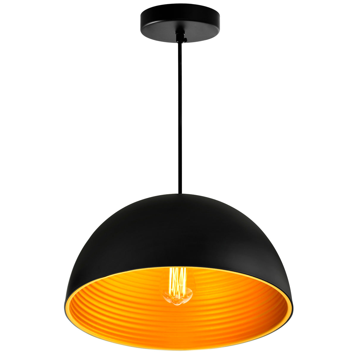 Modest 1 Light 16in Black Down Pendant