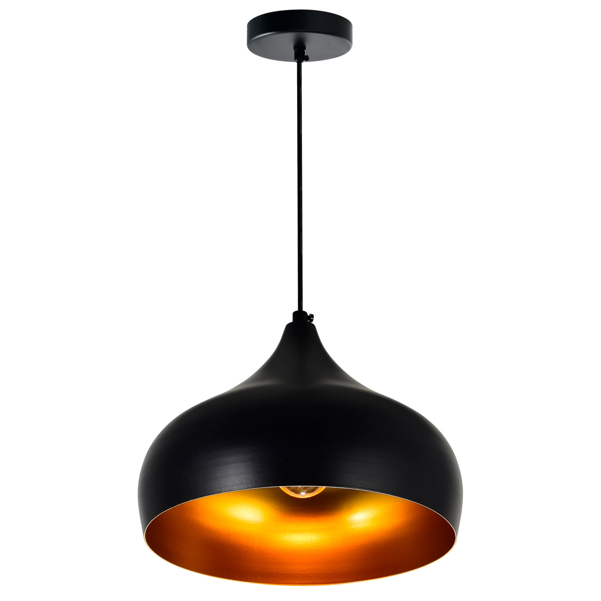 Dynamic 1 Light 13in Black Down Pendant