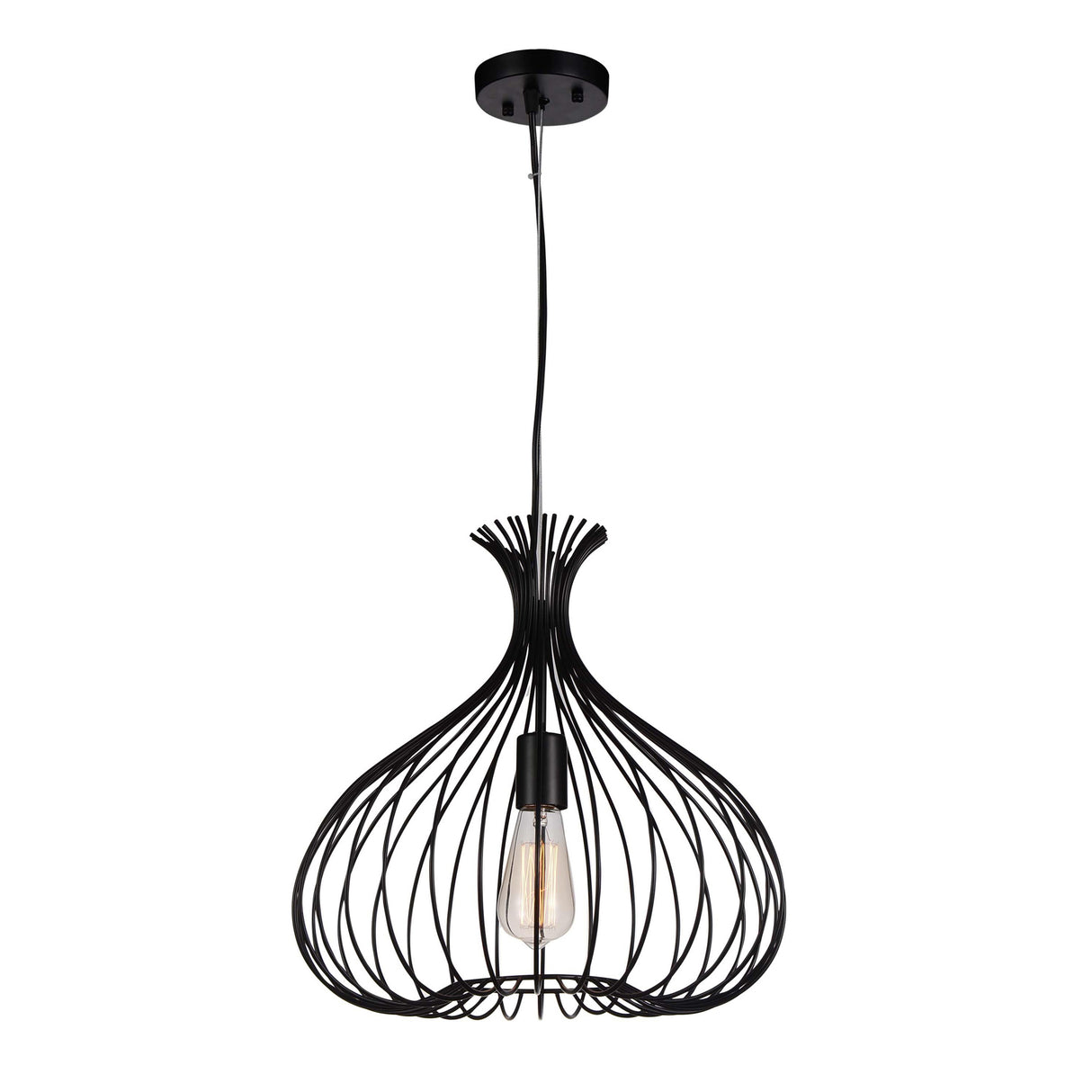 Darleen 1 Light 16in Rustic Black Down Pendant