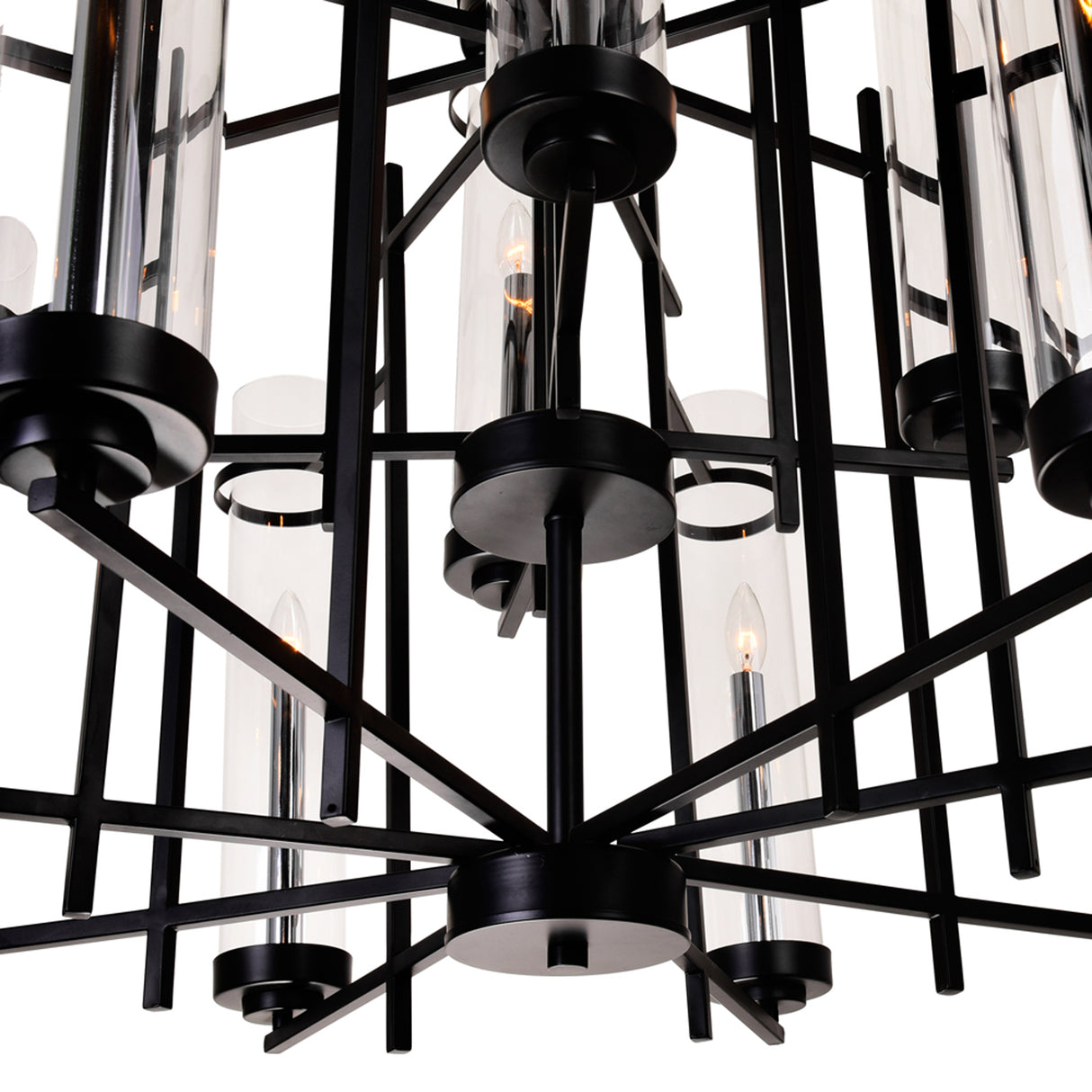 Sierra 12 Light 38in Black Chandelier