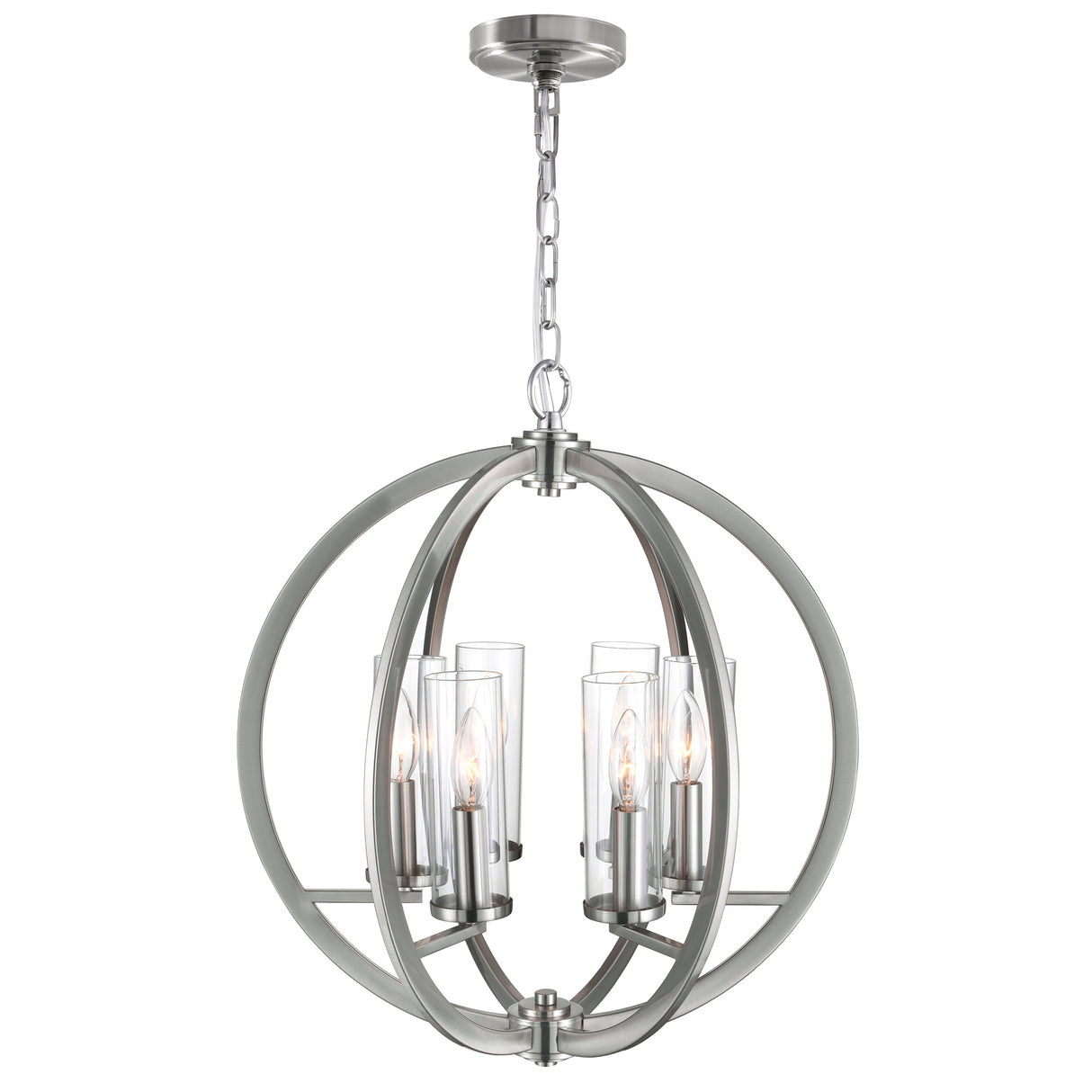 Elton 6 Light Chandelier With Satin Nickel Finish