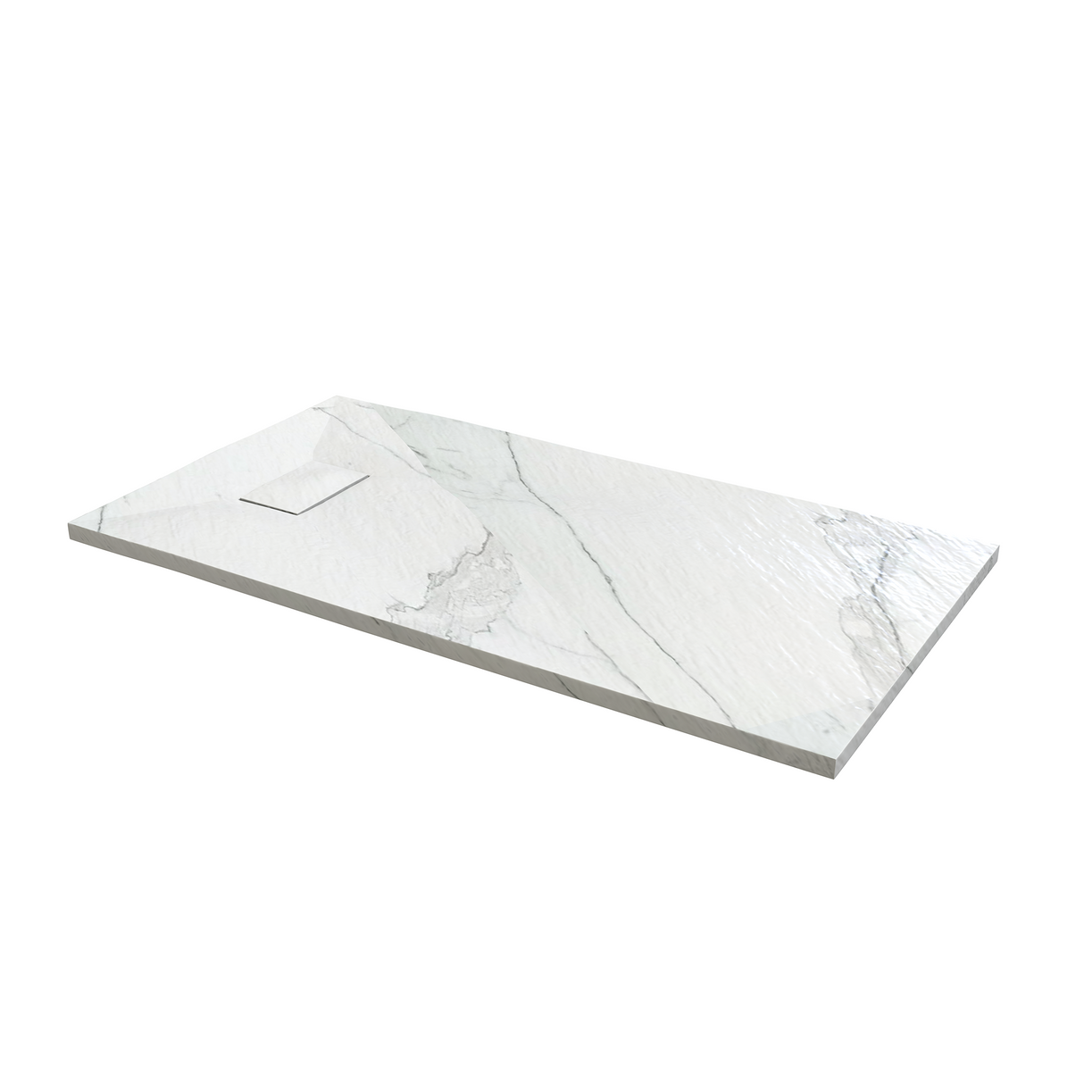 60" x 76" Frameless Shower Door with Chrome - Solid Surface Shower Base Tray - Shower Kit with covered drain - and 5pc Shower Wall System
