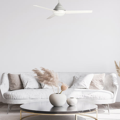 KENDRICK 52" In. White/White 3 Blade Smart Ceiling Fan with LED Light Kit Works with LED Light Kit & Remote Control