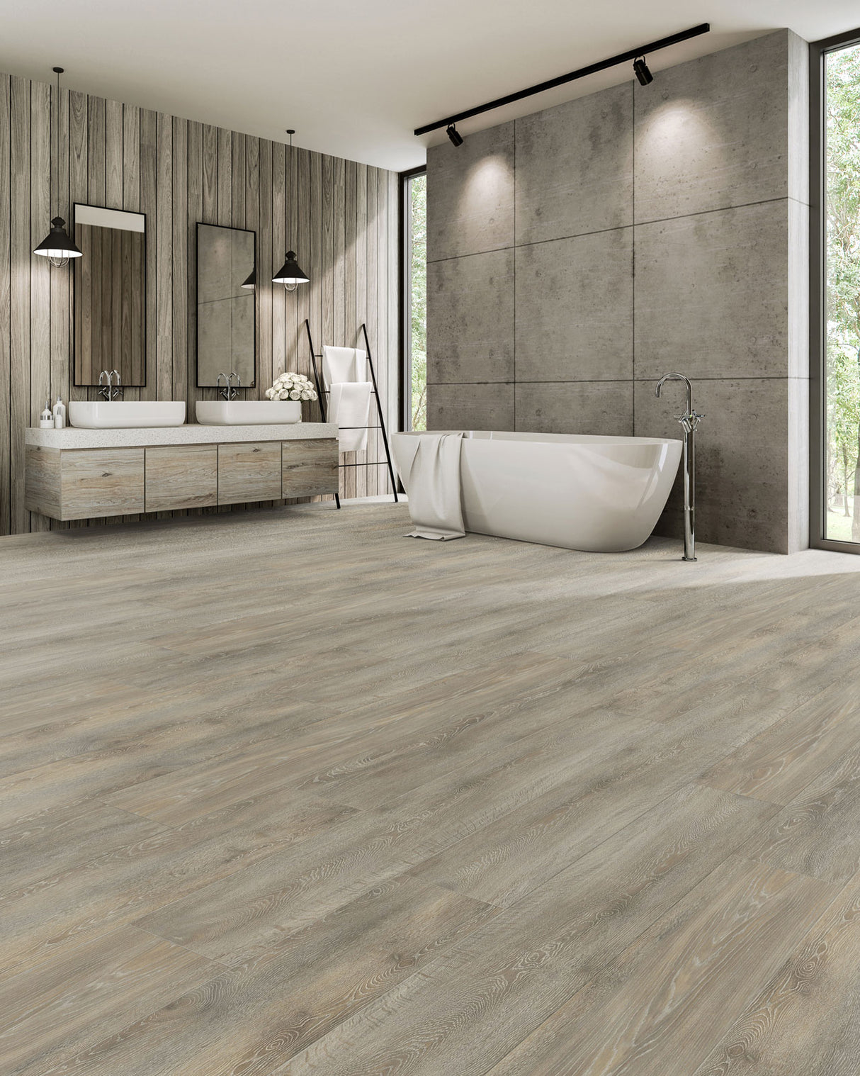 WPC Luxury Vinyl Flooring, Click Lock Floating, Augustus, 9" X 71" X 12mm, 30 mil Wear Layer - Colossal Collection (17.67 SQFT/CTN)