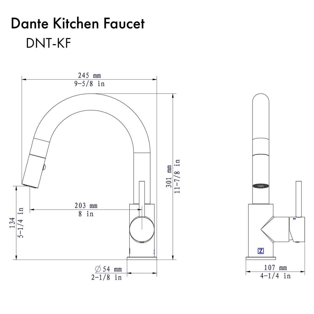 ZLINE Dante Kitchen Faucet in Chrome (DNT-KF-CH)