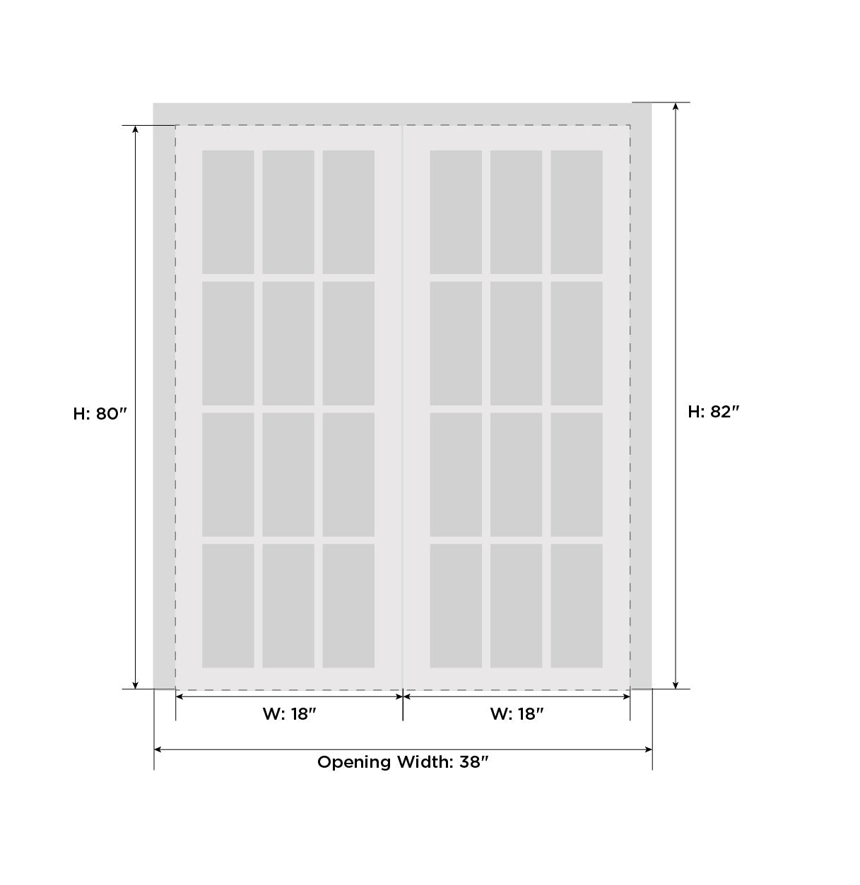 Solid French Double Frosted Glass Doors 12 Lites | Felicia 3312 Matte Black | Single Regural Panel Frame Trims | Bathroom Bedroom Sturdy Doors