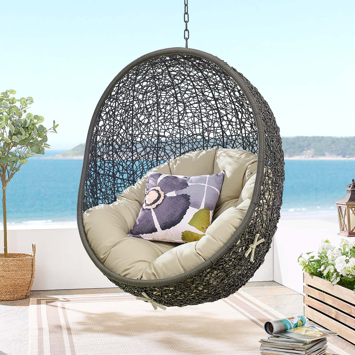 Hide Sunbrella Fabric Swing Outdoor Patio Lounge Chair Without Stand
