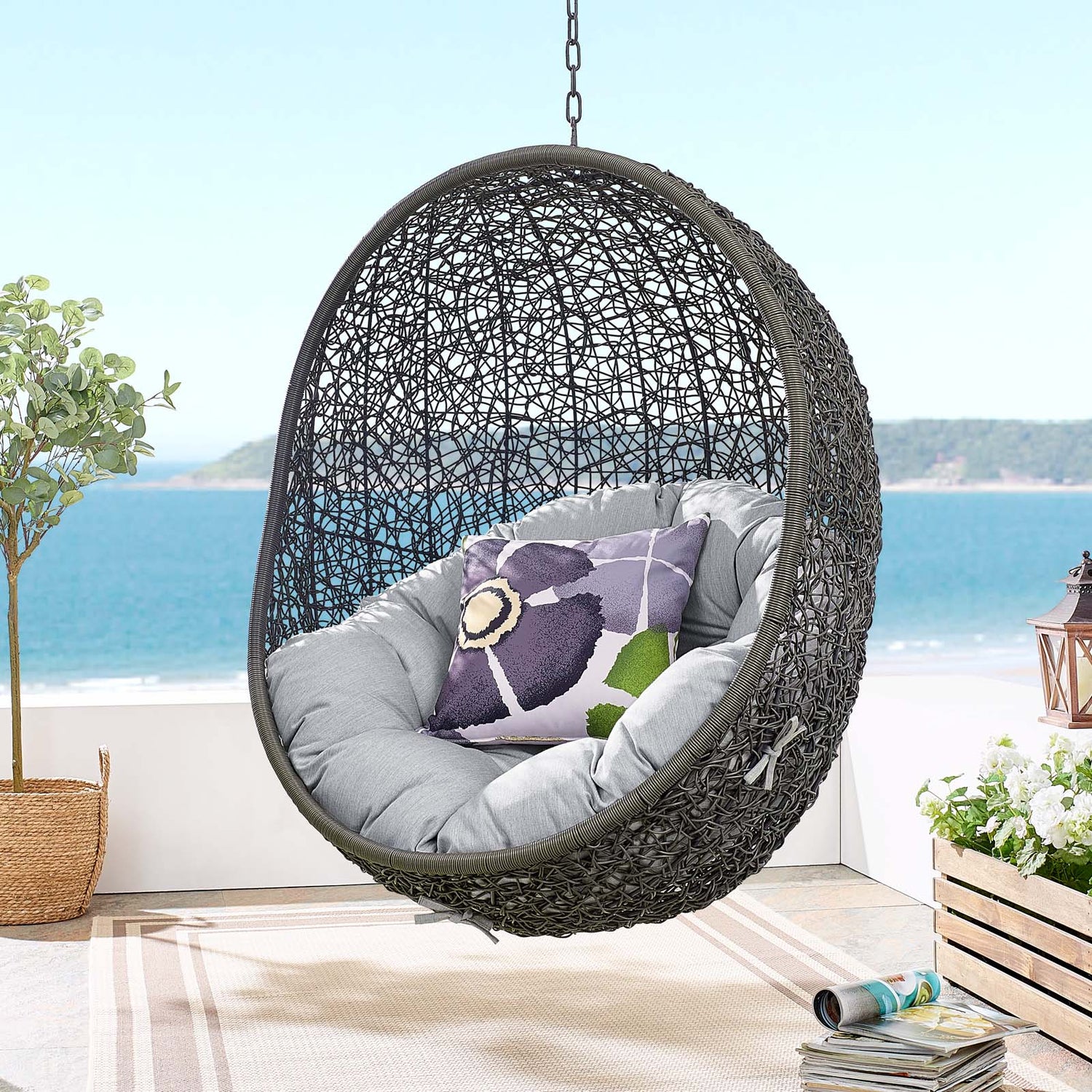 Hide Sunbrella Fabric Swing Outdoor Patio Lounge Chair Without Stand
