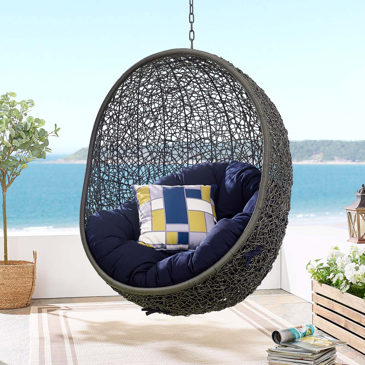 Hide Sunbrella Fabric Swing Outdoor Patio Lounge Chair Without Stand