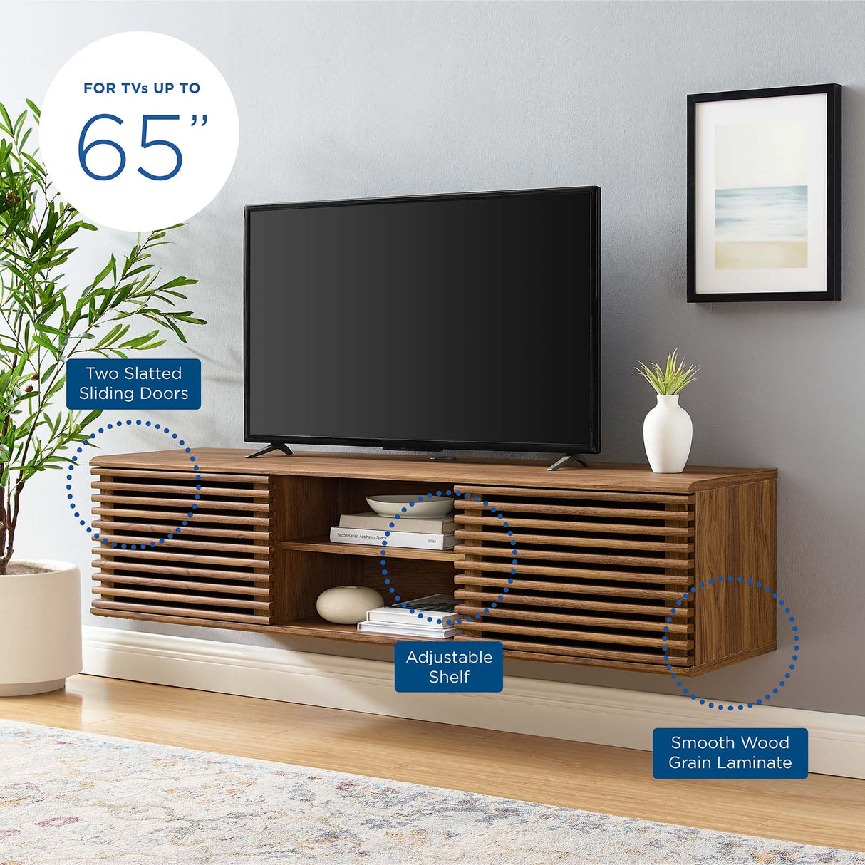 Render Wall-Mount Media Console TV Stand