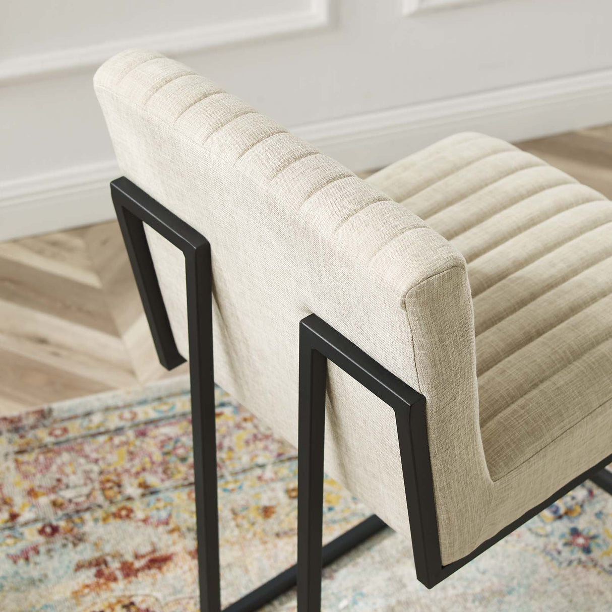Indulge Channel Tufted Fabric Counter Stool