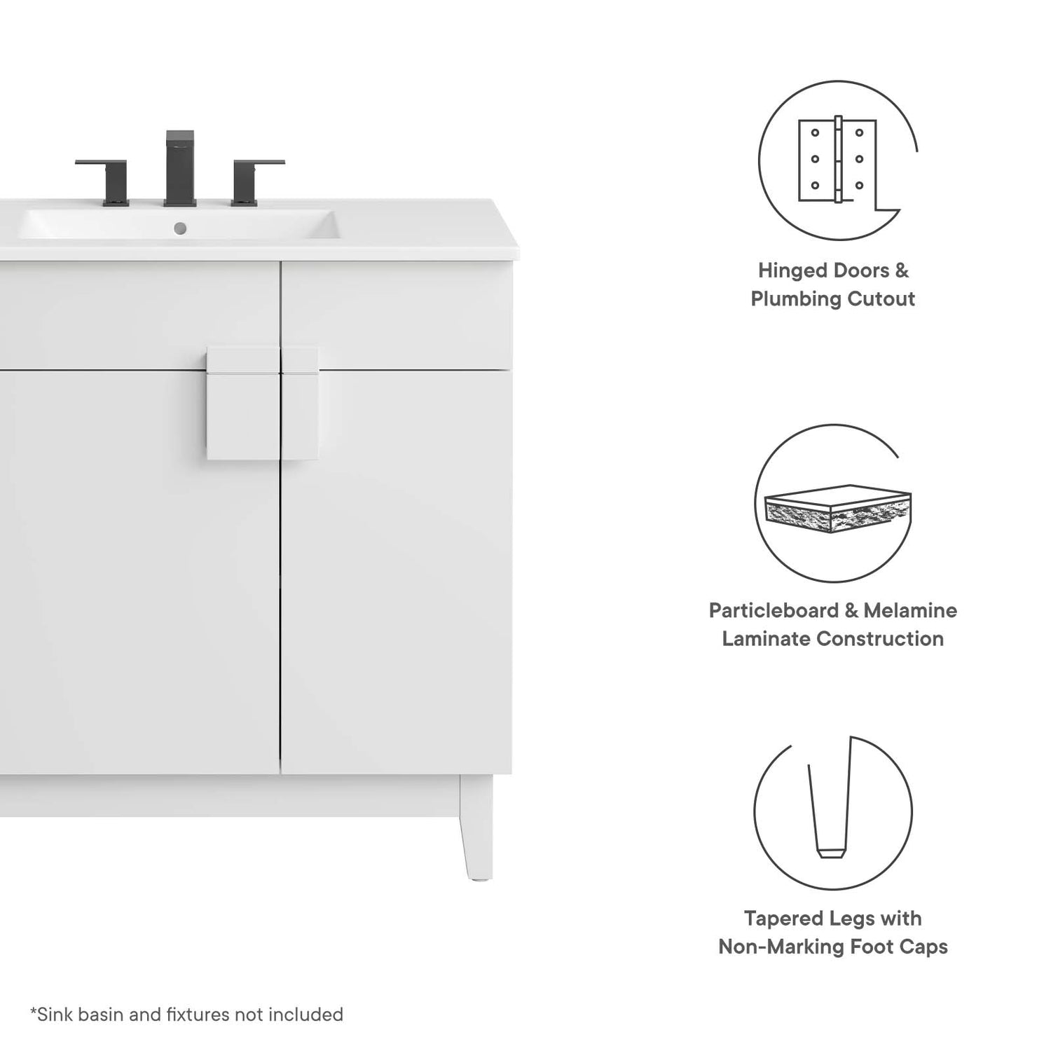 Miles 36" Bathroom Vanity Cabinet (Sink Basin Not Included)