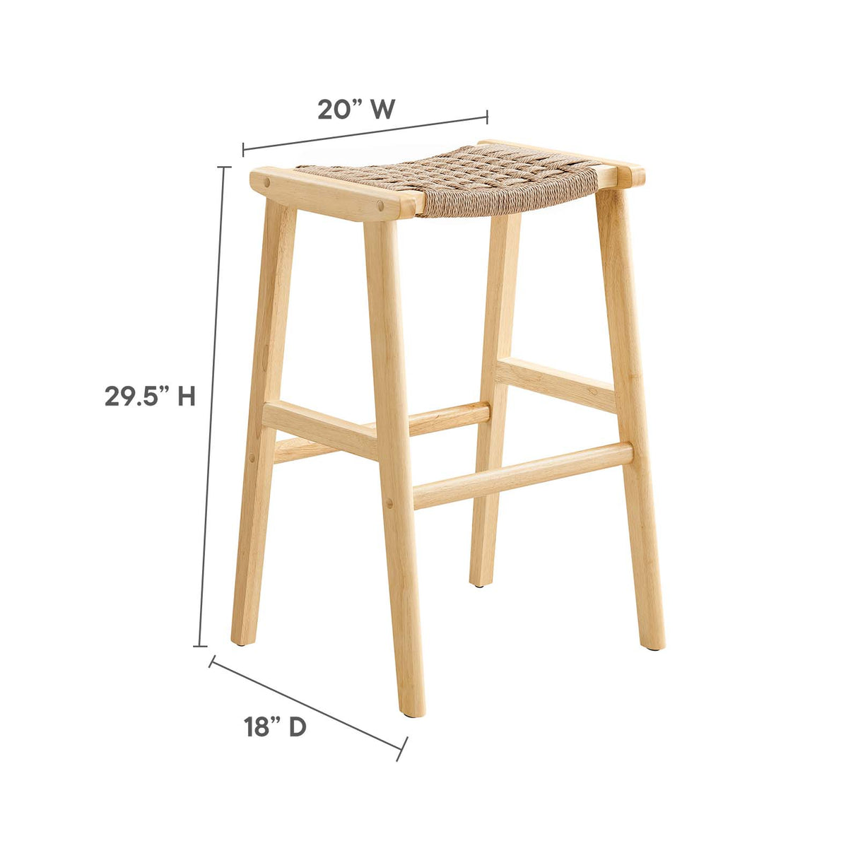 Saoirse Woven Rope Wood Bar Stool - Set of 2