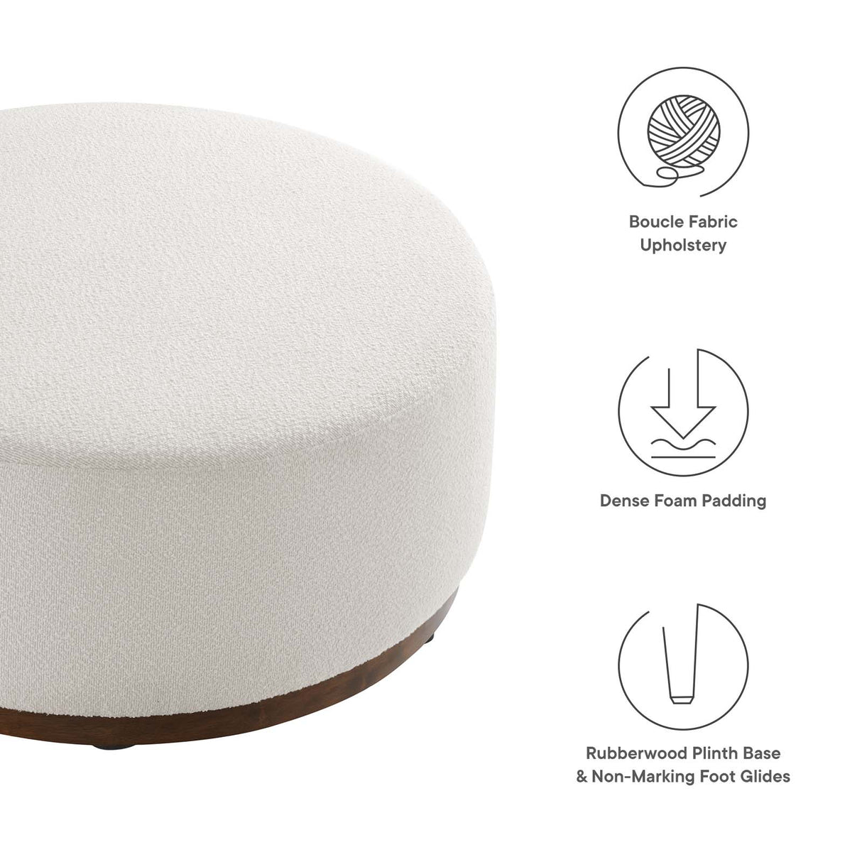 Tilden Large 23" Round Boucle Upholstered Ottoman