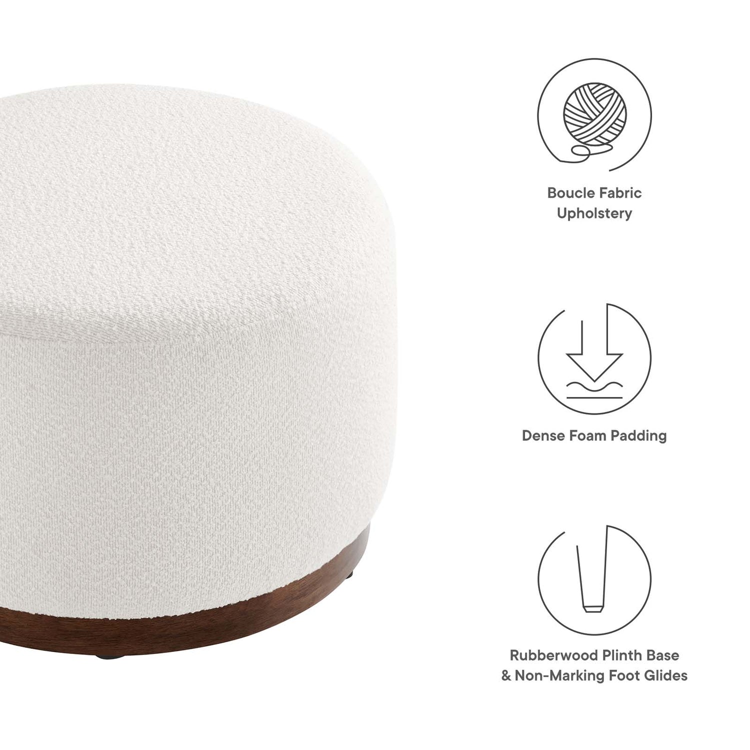 Tilden Large 23" Round Boucle Upholstered Ottoman