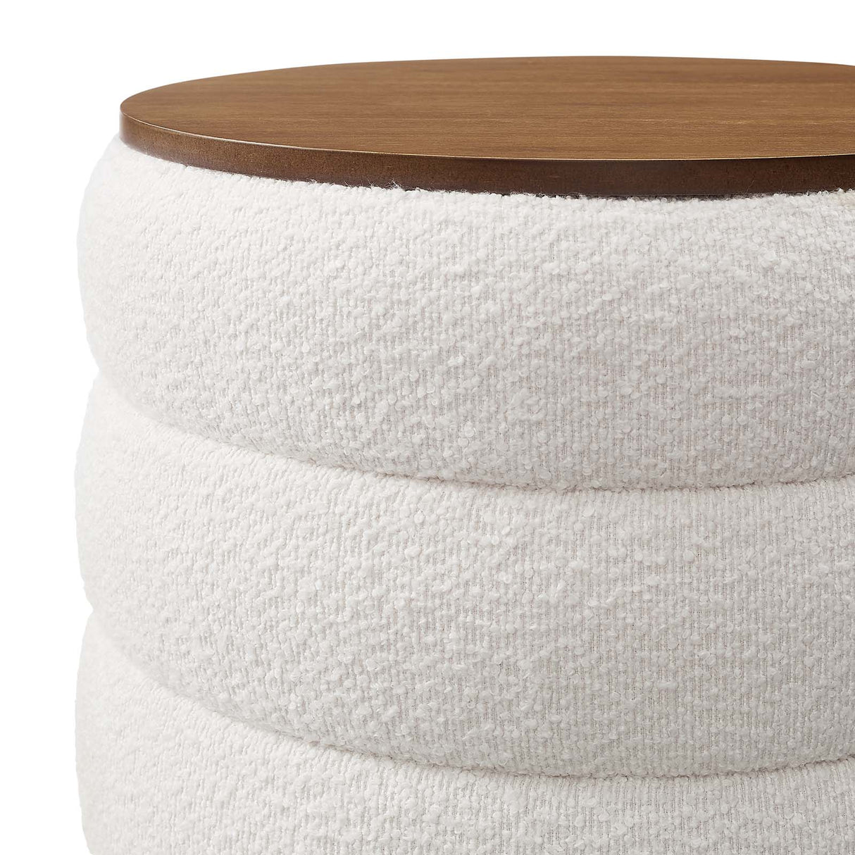 Mezzo Round Boucle Fabric Storage Ottoman
