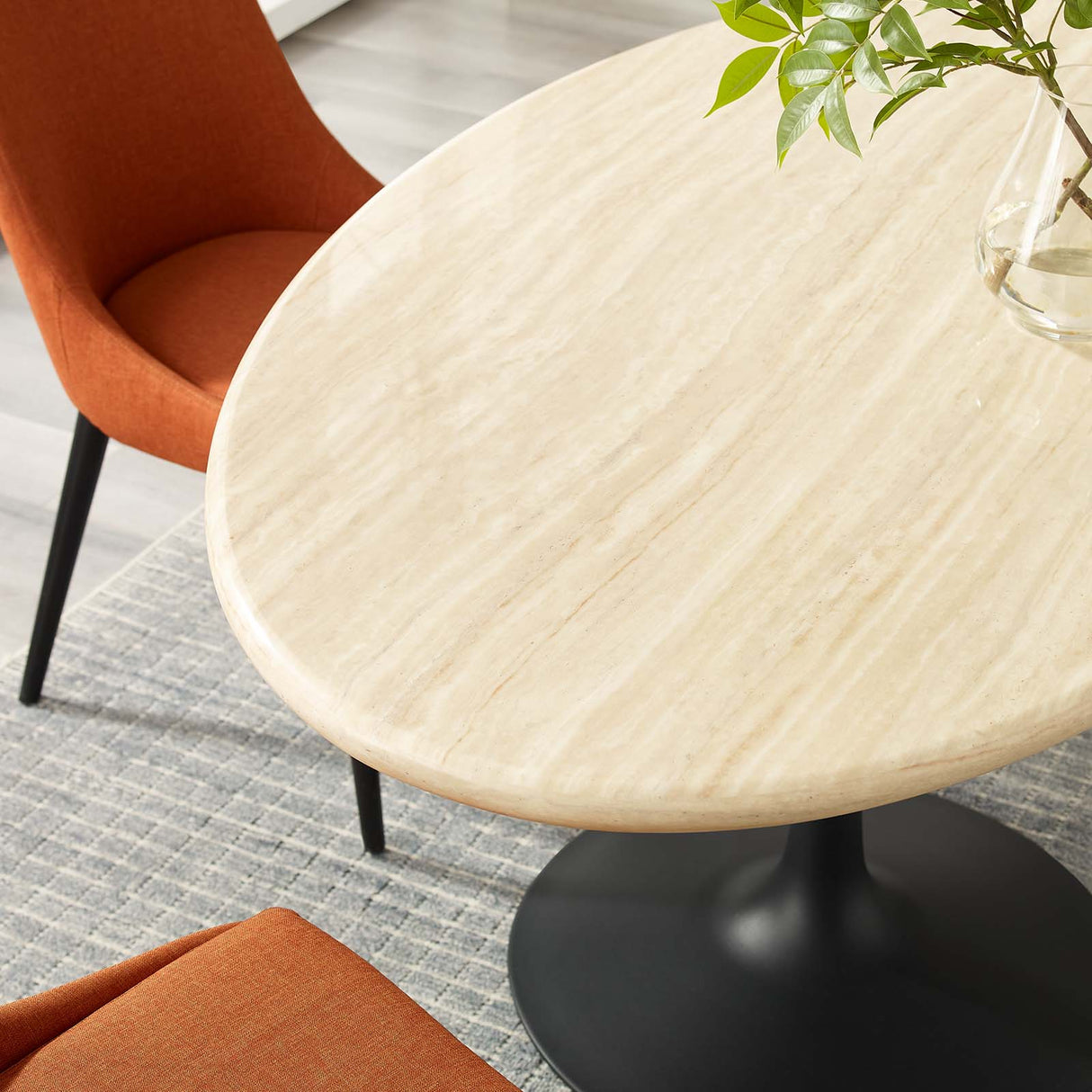 Lippa 60" Oval Artificial Travertine Dining Table