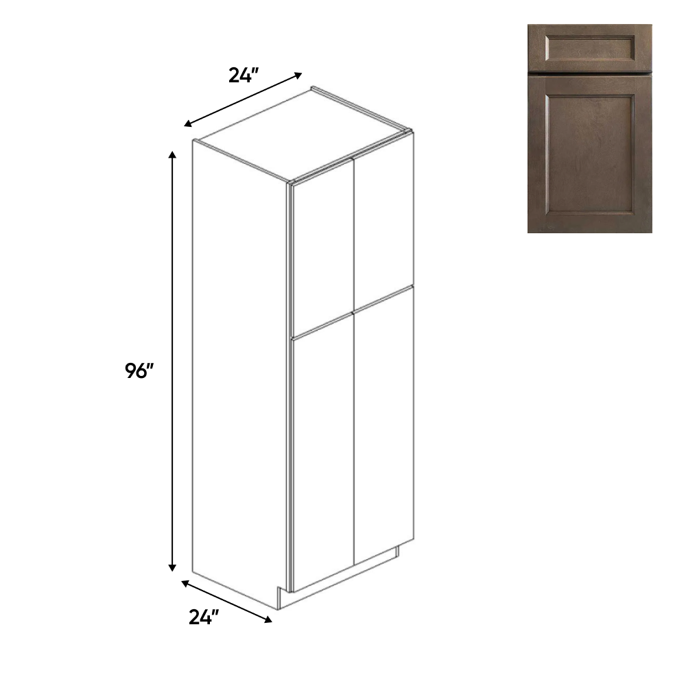 Essence Cemento - 24 Inch Double Door Pantry Tall Cabinet - 24" Width x 96" Height x 24" Depth