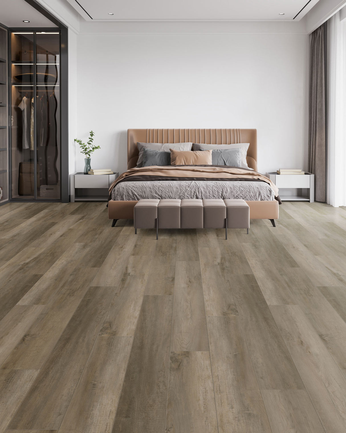 WPC Luxury Vinyl Flooring, Click Lock Floating, Park Place, 7" X 60" X 8mm, 20 mil Wear Layer - Epic Collection (23.62 SQFT/CTN)