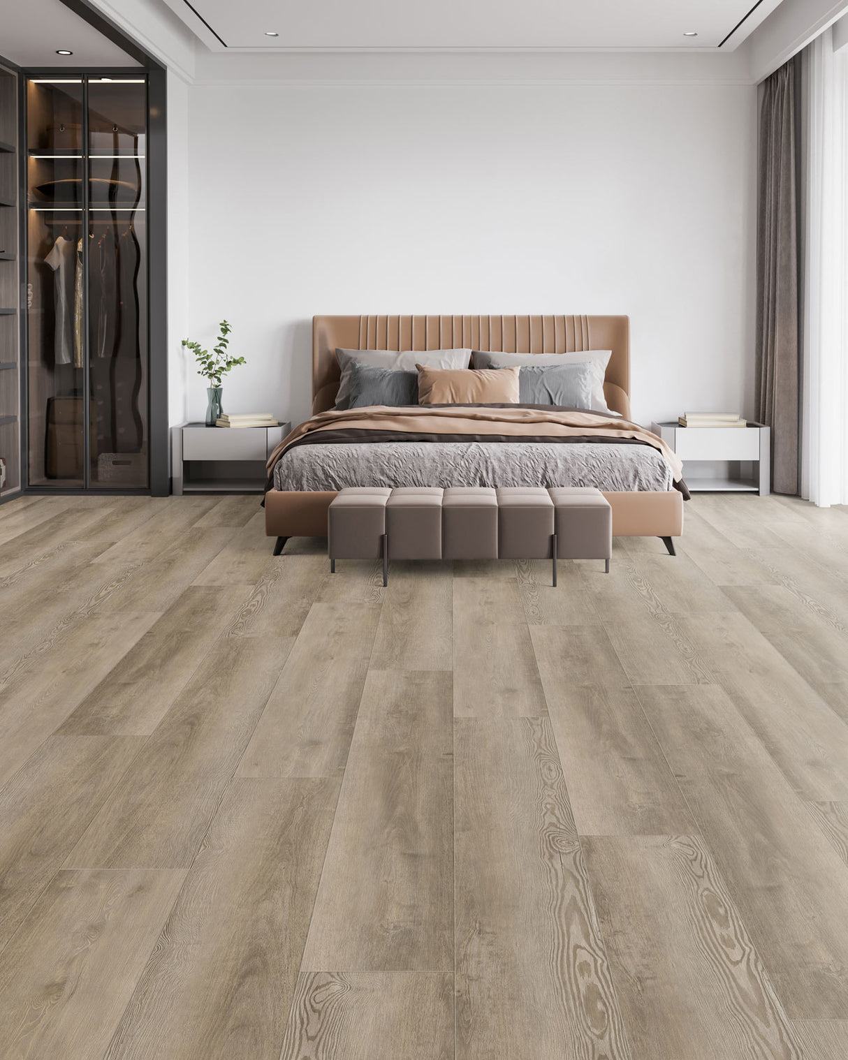 WPC Luxury Vinyl Flooring, Click Lock Floating, Charleston Pine, 9" X 60" X 8mm, 22 mil Wear Layer - Essentials Collection (29.92 SQFT/CTN)